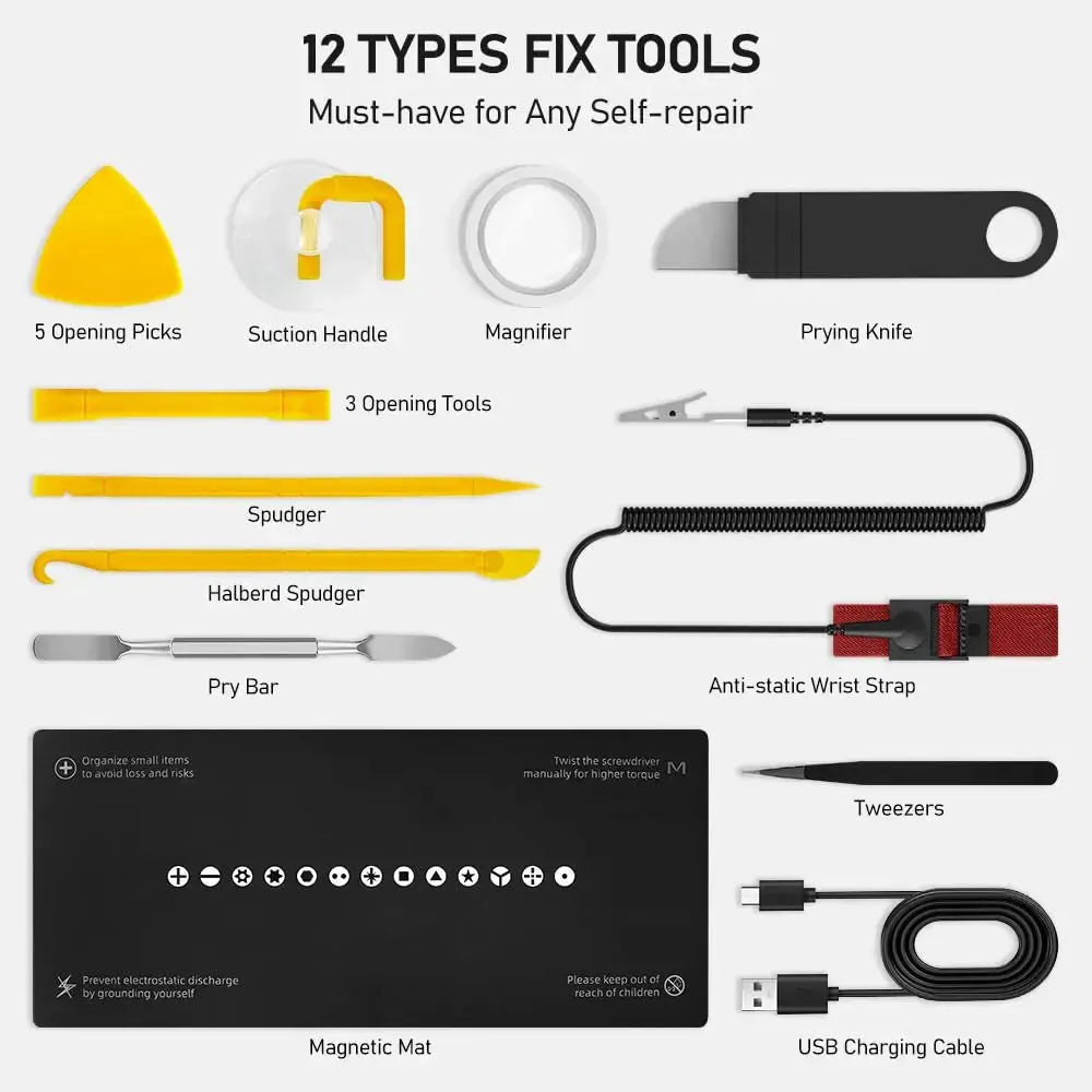 71 in 1 Precision Manual/Electric Screwdriver Set Cordless 48 Magnetic Bits Phillips Torque 0.52N Tweezers PC Phone Repair Kit