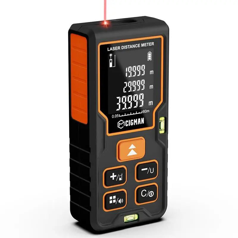 3-In-1 Rechargeable Laser Measuring Tool, 262Ft Laser Distance Meter with Digital Angle Finder & Level, 6 Units (M/In/Ft/Cm/Mm/Ft+In), 2.4'' Color Backlit Display, Area/Volume/Pythagorean Modes