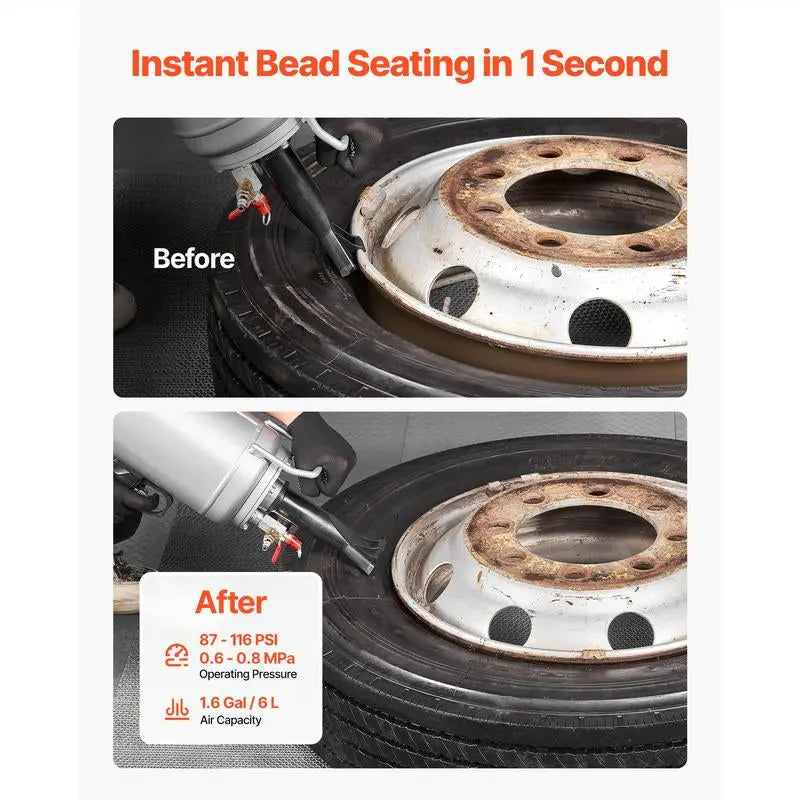 VEVOR Portable Tire Bead Seater - Efficient 1.6 Gal Air Blaster for Quick Tire Inflation, Perfect for Cars, SUVs, and More!
