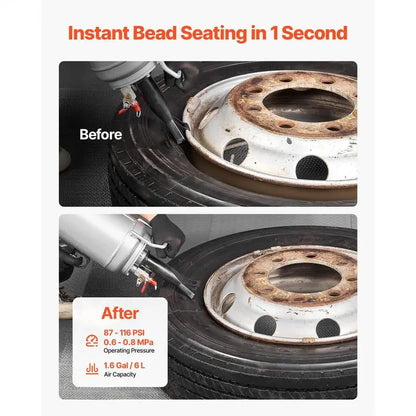 VEVOR Portable Tire Bead Seater - Efficient 1.6 Gal Air Blaster for Quick Tire Inflation, Perfect for Cars, SUVs, and More!