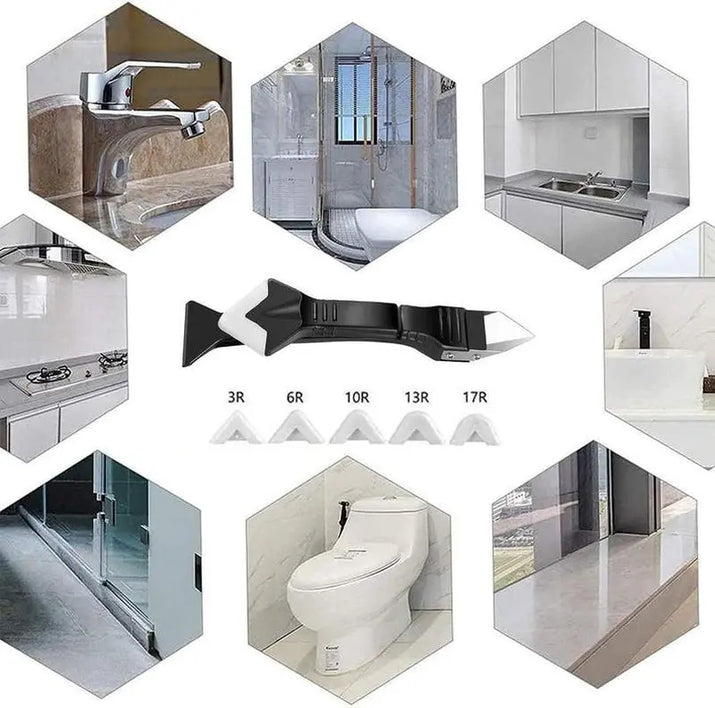 11Pcs Silicone Caulking Tools 3 In1 Grout Removal Tool(Stainless Steelhead)&Grout Remove Scraper, Caulk Remover for Kitchen/Bathroom/Window