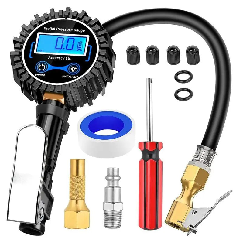 Nilight 50026R Digital Tire Inflator Pressure Gauge,250 PSI Air Chuck and Compressor Accessories Heavy Duty with Rubber Hose and Quick Connect Coupler for 0.1 Display Resolution Repair Automotive Vehicle Tool Automotive Maintenance Tools Dealsforyoudays