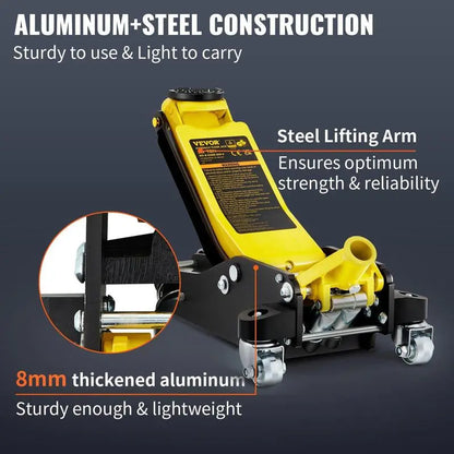 VEVOR Low Profile Aluminum Steel Racing Floor Jack Dual Pump Lift Car Auto
