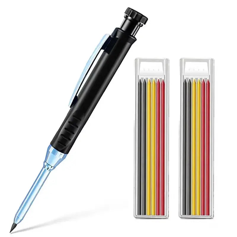 Solid Carpenter Pencil Built-In Sharpener for Deep Hole 2B Lead Core Mechanical Pencil Scribing Marking Woodworking Tool