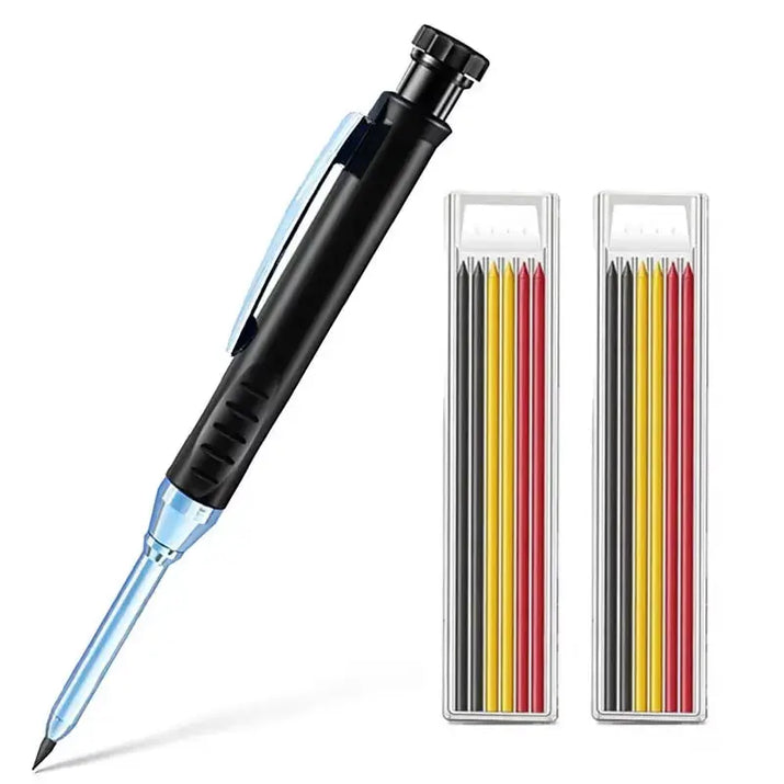 Solid Carpenter Pencil Built-In Sharpener for Deep Hole 2B Lead Core Mechanical Pencil Scribing Marking Woodworking Tool