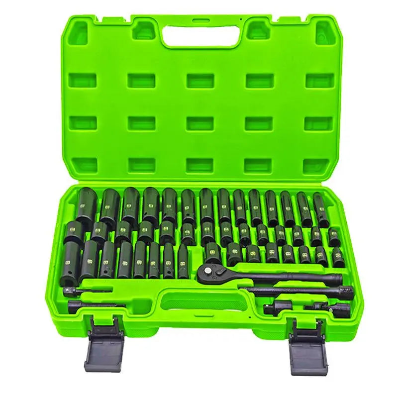 Impactwrench 3/8" Drive Impact Socket Set 50/35 Pieces SAE & Metric CR-V Steel High Torque 6 Point Universal Joint Power Drill Adapter with Storage Case Tool Box