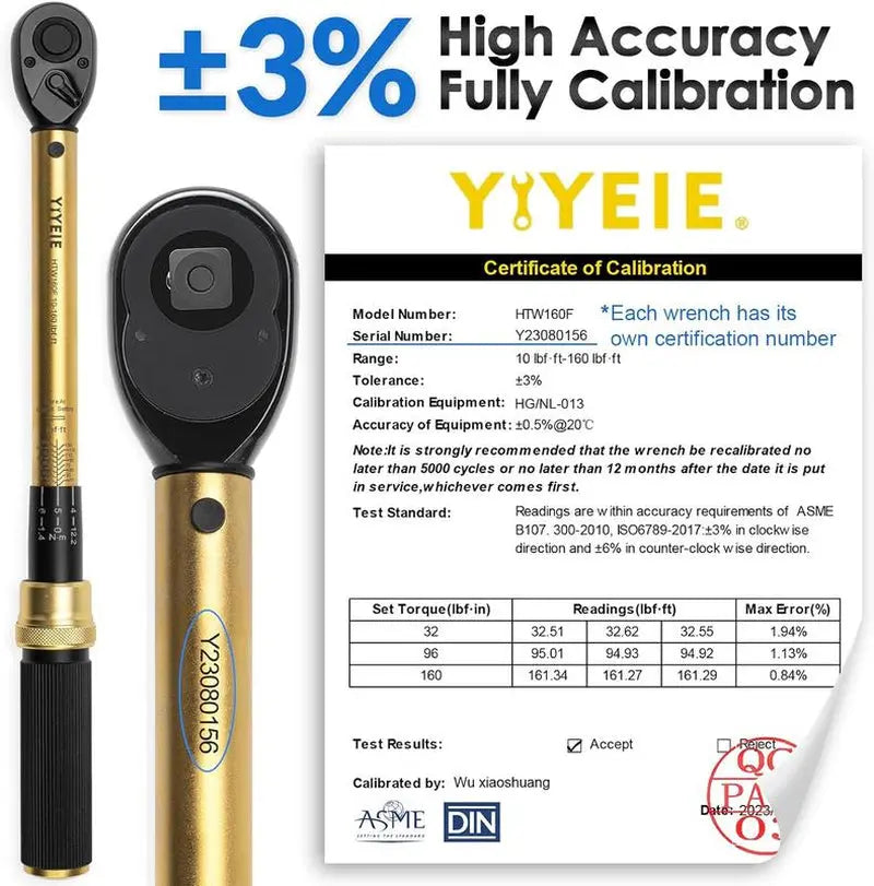 【Tiktokshopblackfriday】1/2-Inch Drive Torque Wrench, 10-160 FT.LB (10-227 Nm), 72-Tooth Professional Click Torque Wrench Set with 3/8 Adapter & Extension Bar, Lug Nut Torque Wrench for Car Tire & Wheel