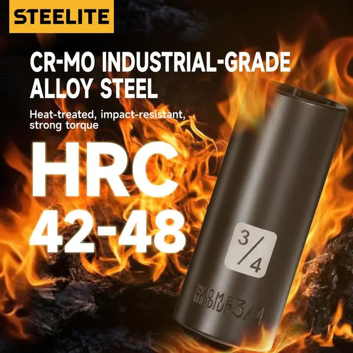 Steelite 72 Pieces 3/8" Drive Impact Socket Set, SAE (5/16"-3/4") & Metric (8-22MM), 6 Point, CR-V Construction, with Extension Bar, Adapter, Universal Joint, Spinner Handle & Assorted Bits for Versatile Repairs