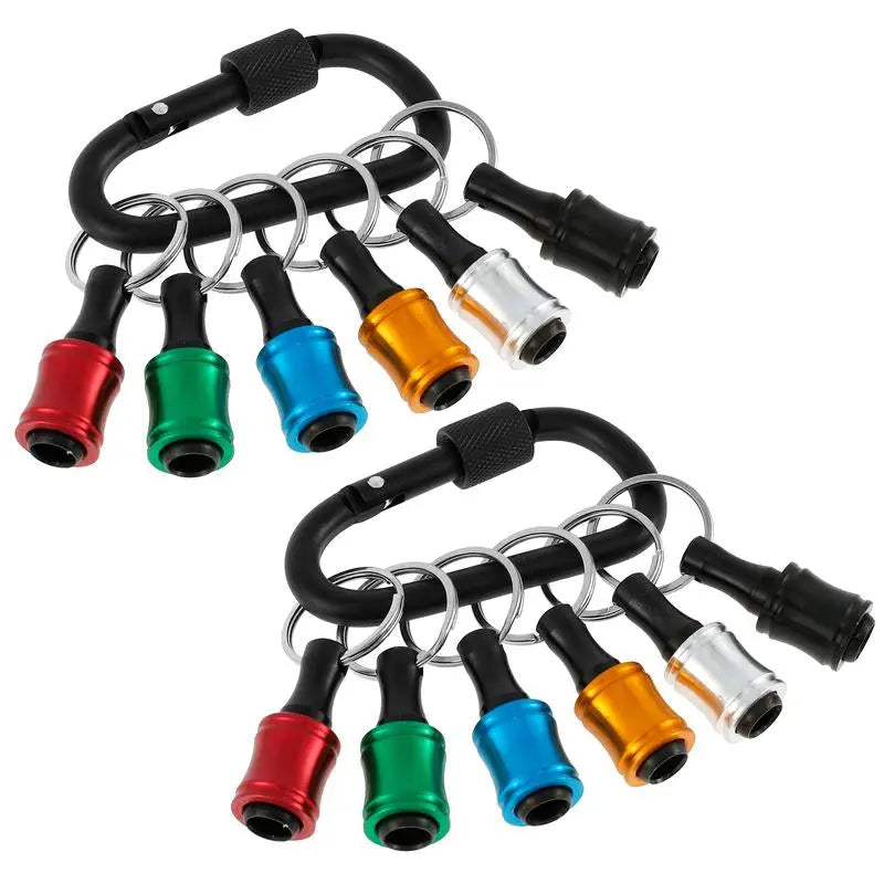Elevate Your DIY Game with Our 12-Count Colorful Aluminum Alloy Drill Bit Holder Set - Quick Change Keychain Extension Bars with Buckles for Ultimate Convenience