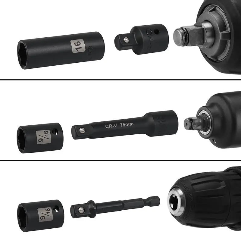 Steelite 72 Pieces 3/8" Drive Impact Socket Set, SAE (5/16"-3/4") & Metric (8-22MM), 6 Point, CR-V Construction, with Extension Bar, Adapter, Universal Joint, Spinner Handle & Assorted Bits for Versatile Repairs