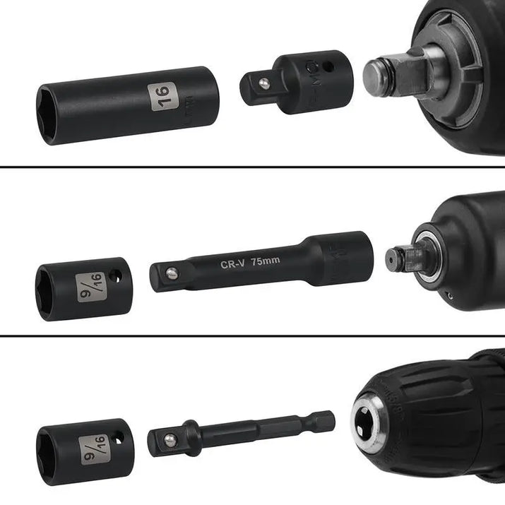 Steelite 72 Pieces 3/8" Drive Impact Socket Set, SAE (5/16"-3/4") & Metric (8-22MM), 6 Point, CR-V Construction, with Extension Bar, Adapter, Universal Joint, Spinner Handle & Assorted Bits for Versatile Repairs