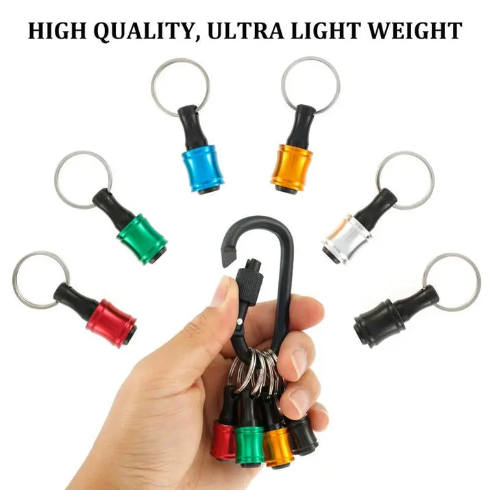 Elevate Your DIY Game with Our 12-Count Colorful Aluminum Alloy Drill Bit Holder Set - Quick Change Keychain Extension Bars with Buckles for Ultimate Convenience
