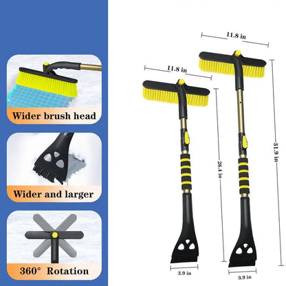 Snow Brush and Ice Scrapers for Car Windshield, Extendable Car Snow Accessories with Foam Grip, Brush Supports 360 Degree Rotation, Car Winter Removal Tool for Cars, Trucks, Suvs