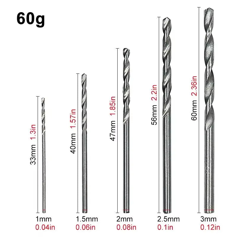 100Pc Twist Drill 1-3Mm Hand Electric Drill DIY Woodwork Drill Titanium Plated Natural Color Drill Bit Tool Accessories Set