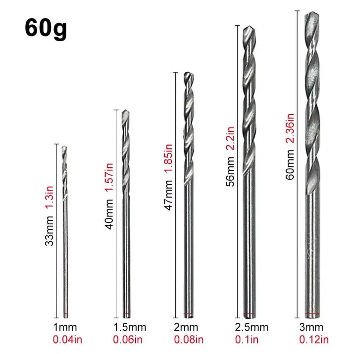 100Pc Twist Drill 1-3Mm Hand Electric Drill DIY Woodwork Drill Titanium Plated Natural Color Drill Bit Tool Accessories Set