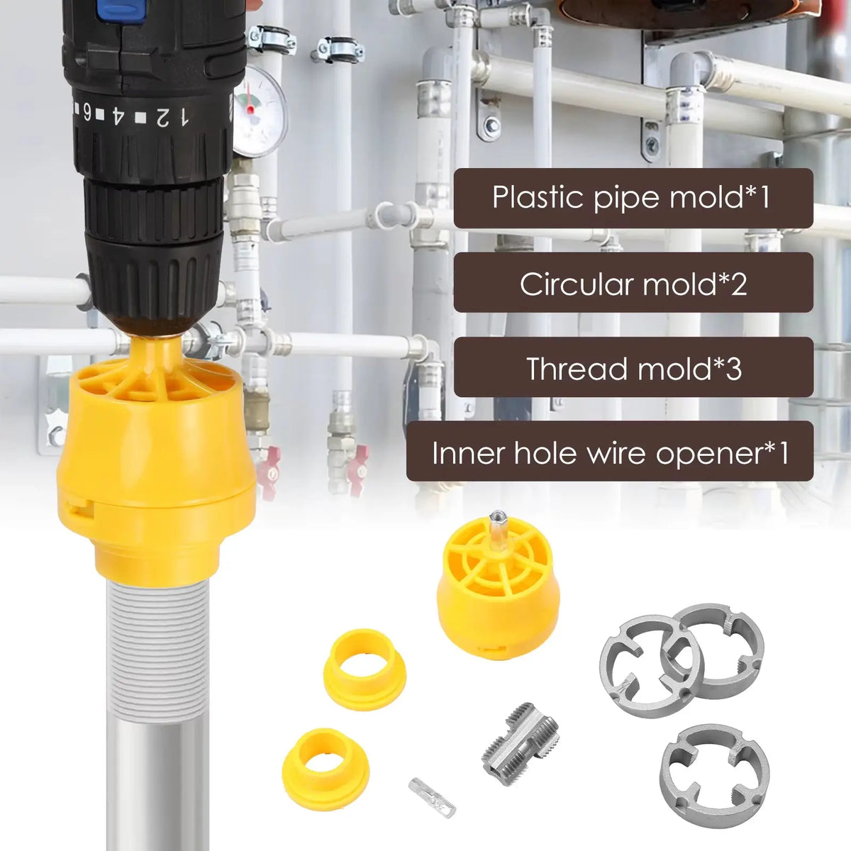 8PCS PVC Thread Maker Tool Electric Drill Plastic Pipe Tap Die Dies 1/2 Inch 3/4 Inch 1 Inch Alloy Pipe Threader Plumbing Tool