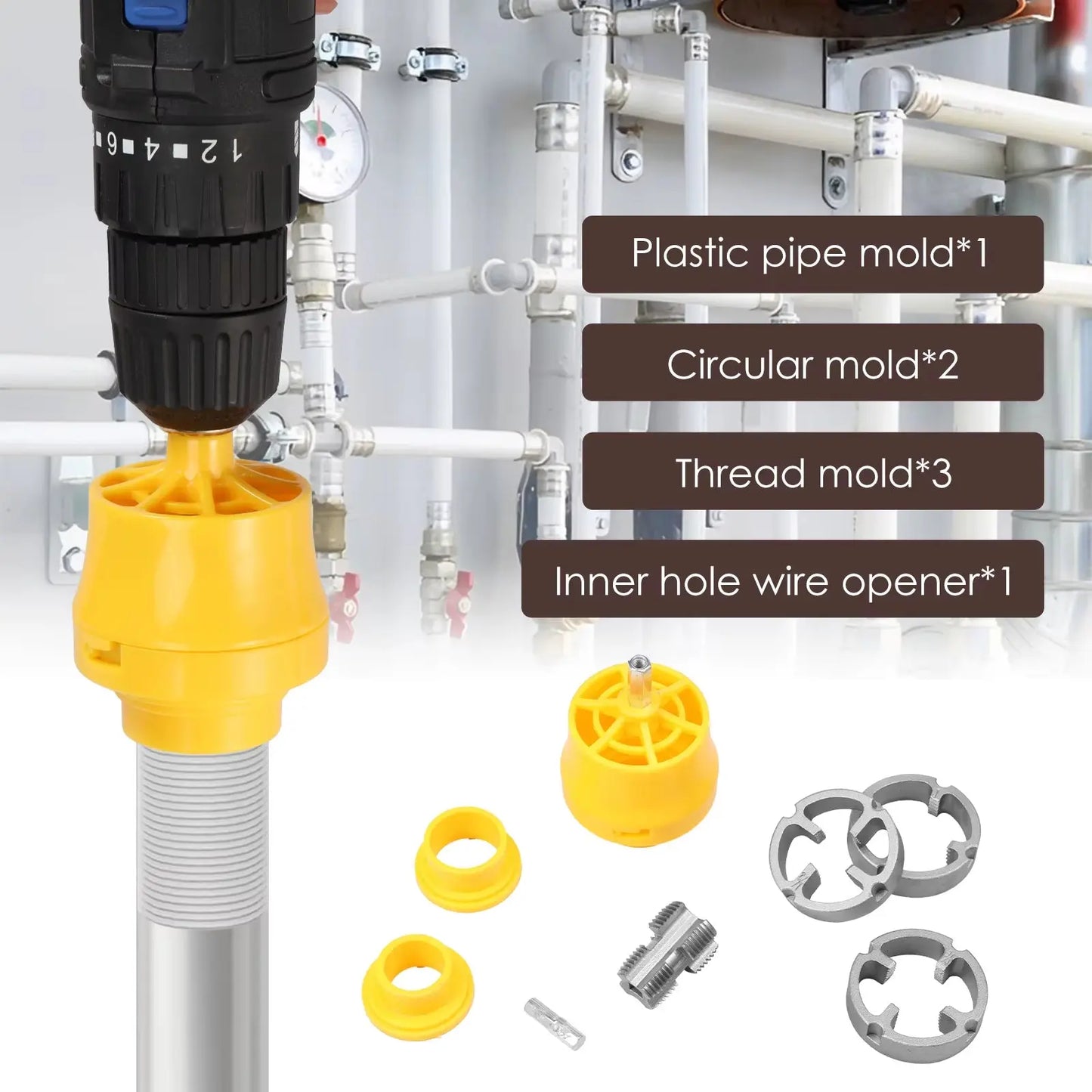 8PCS PVC Thread Maker Tool Electric Drill Plastic Pipe Tap Die Dies 1/2 Inch 3/4 Inch 1 Inch Alloy Pipe Threader Plumbing Tool