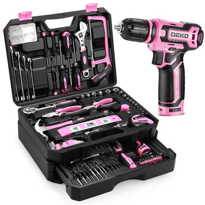 Tool Kit Box Drill Set: DEKOPRO 12V Cordless Drill and Home Mechanic Tool Set, 1.5Ah Rechargeable Lithium-Ion Battery, 238 Pcs Tool Kit， ALL in ONE Toolbox with Hand Tools for Home Repairs, DIY Projects, and Mechanic Work Sturdy Drawer for Men Springtok