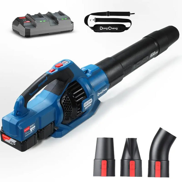 Dongcheng 650 CFM Cordless Leaf Blower, 40V Battery Powered Blower with 2 * 4.0Ah Batteries & Charger, High-Efficiency Brushless Motor for Sidewalks, Driveways, Town Care, Blowing Leaves and Snow Heavy Duty