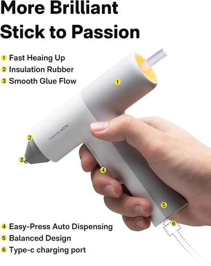 HOTO Easyflow Cordless Hot Glue Gun - Fast Preheating & Auto Dispensing, DIY Craft & Quick Repairs