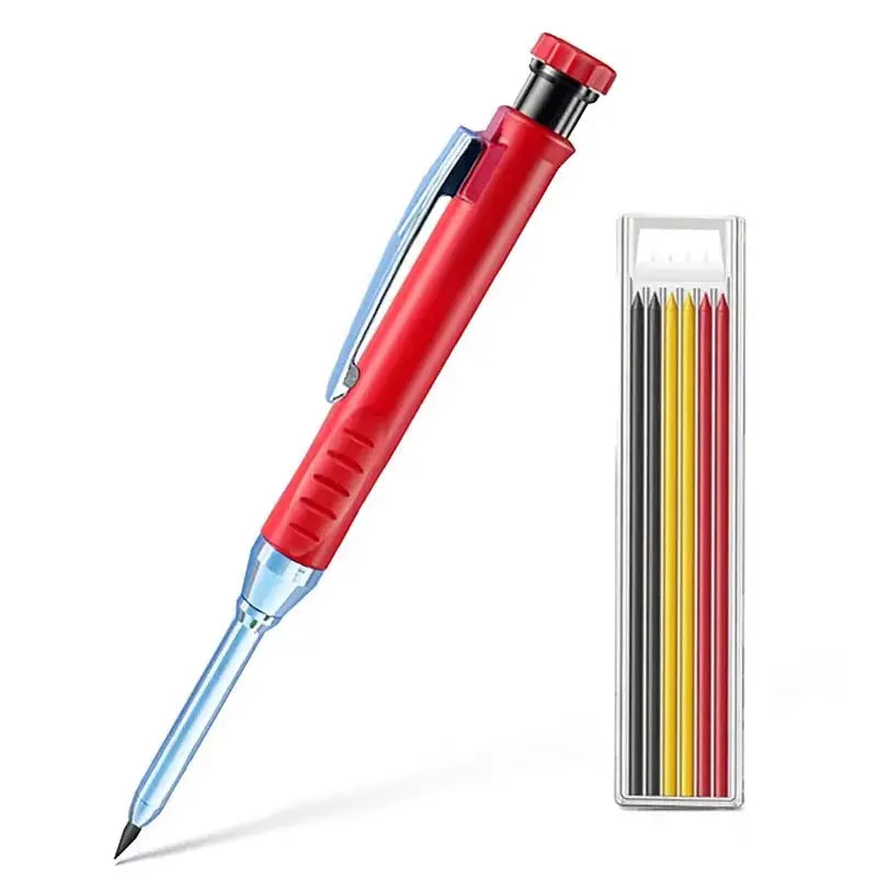 Solid Carpenter Pencil Built-In Sharpener for Deep Hole 2B Lead Core Mechanical Pencil Scribing Marking Woodworking Tool