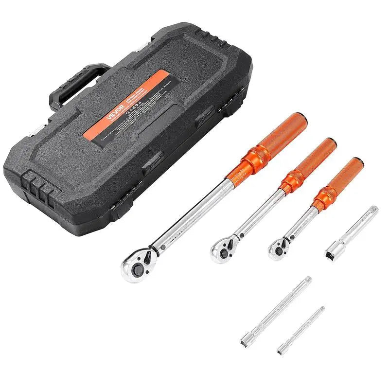 VEVOR Click Torque Wrench Set 3 Pcs 1/4 3/8 1/2 Inch Drive Dual-Direction 72-Tooth