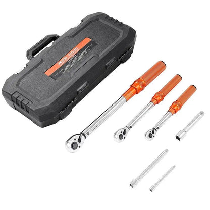 VEVOR Click Torque Wrench Set 3 Pcs 1/4 3/8 1/2 Inch Drive Dual-Direction 72-Tooth