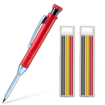 Solid Carpenter Pencil Built-In Sharpener for Deep Hole 2B Lead Core Mechanical Pencil Scribing Marking Woodworking Tool