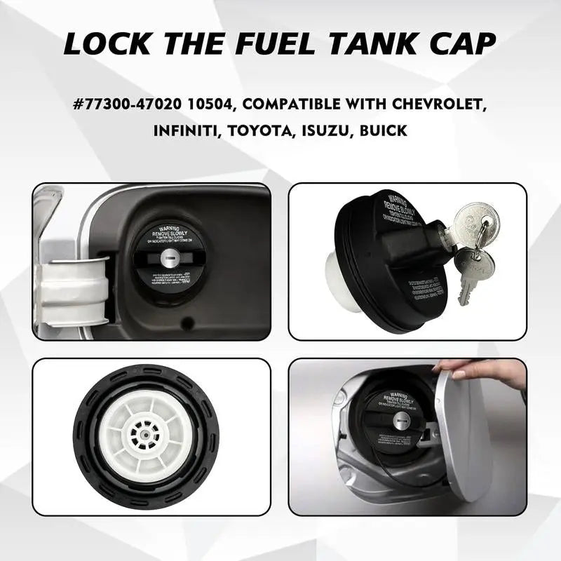 Locking Gas Cap Anti-Siphon Anti-Theft Fuel Cap with Key Fits Toyota 4Runner Tacoma Honda CR-V Tundra Acura Infiniti Nissan Buick Cadillac GMC Chevy Replacement 77300-47020 10504