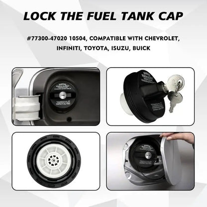 Locking Gas Cap Anti-Siphon Anti-Theft Fuel Cap with Key Fits Toyota 4Runner Tacoma Honda CR-V Tundra Acura Infiniti Nissan Buick Cadillac GMC Chevy Replacement 77300-47020 10504
