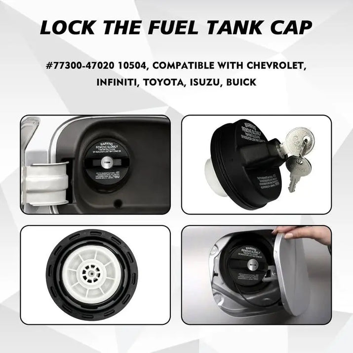 Locking Gas Cap Anti-Siphon Anti-Theft Fuel Cap with Key Fits Toyota 4Runner Tacoma Honda CR-V Tundra Acura Infiniti Nissan Buick Cadillac GMC Chevy Replacement 77300-47020 10504