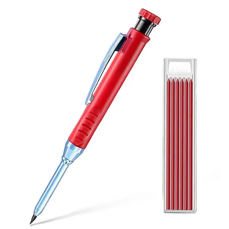 Solid Carpenter Pencil Built-In Sharpener for Deep Hole 2B Lead Core Mechanical Pencil Scribing Marking Woodworking Tool