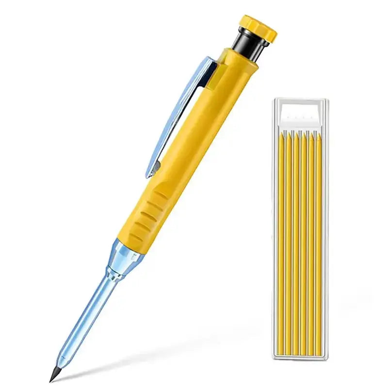 Solid Carpenter Pencil Built-In Sharpener for Deep Hole 2B Lead Core Mechanical Pencil Scribing Marking Woodworking Tool