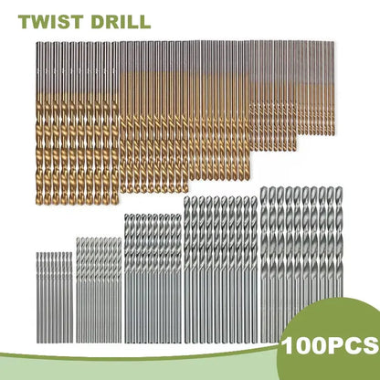 100Pc Twist Drill 1-3Mm Hand Electric Drill DIY Woodwork Drill Titanium Plated Natural Color Drill Bit Tool Accessories Set