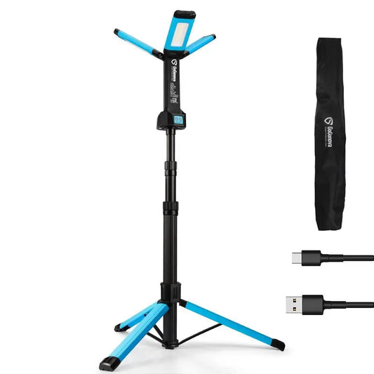[Tiktokshopblackfriday] Gogonova Rechargeable Work Light with Stand, 67" Portable Cordless Work Light with Triple LED Lamps, 8AH Battery, 700/1200/2200 Lumen, 4000/6500K Dimmable Led Work Light Kit Adjustable Flashlight