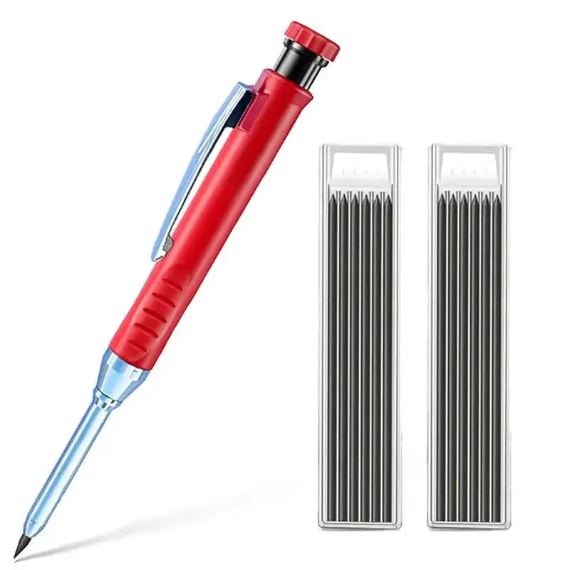 Solid Carpenter Pencil Built-In Sharpener for Deep Hole 2B Lead Core Mechanical Pencil Scribing Marking Woodworking Tool