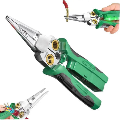 Multi-Function Electrical Pliers with Voltage Tester, 8-In-1 Wire Cutter, Stripper, Crimper & Puller for Electricians and Home Use