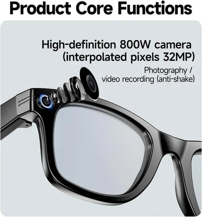 Revolutionary AI Smart Glasses: Experience Live Translation, HD Video, and Bluetooth Connectivity in Stylish Black Frame