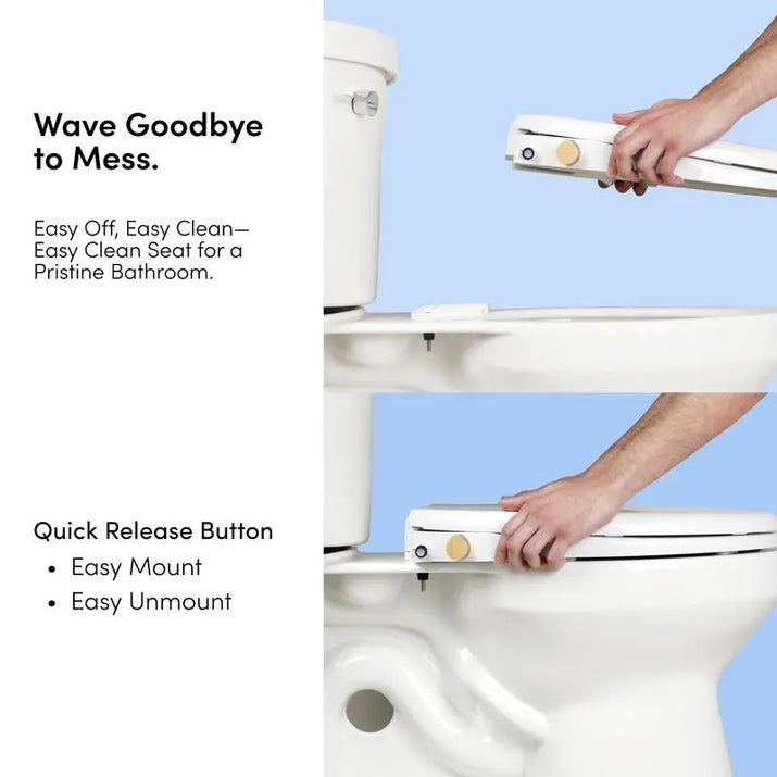 TUSHY Wave Bidet Toilet Seat Non-Electric with Duoflow Nozzles & Quick Release Button for Easy Clean Install