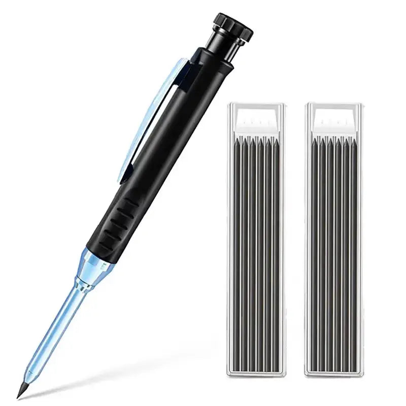 Solid Carpenter Pencil Built-In Sharpener for Deep Hole 2B Lead Core Mechanical Pencil Scribing Marking Woodworking Tool