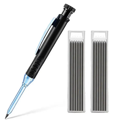Solid Carpenter Pencil Built-In Sharpener for Deep Hole 2B Lead Core Mechanical Pencil Scribing Marking Woodworking Tool