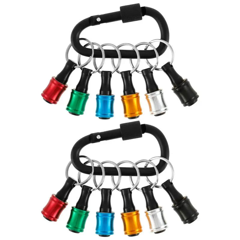 Elevate Your DIY Game with Our 12-Count Colorful Aluminum Alloy Drill Bit Holder Set - Quick Change Keychain Extension Bars with Buckles for Ultimate Convenience