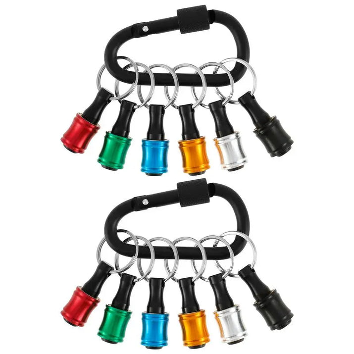 Elevate Your DIY Game with Our 12-Count Colorful Aluminum Alloy Drill Bit Holder Set - Quick Change Keychain Extension Bars with Buckles for Ultimate Convenience