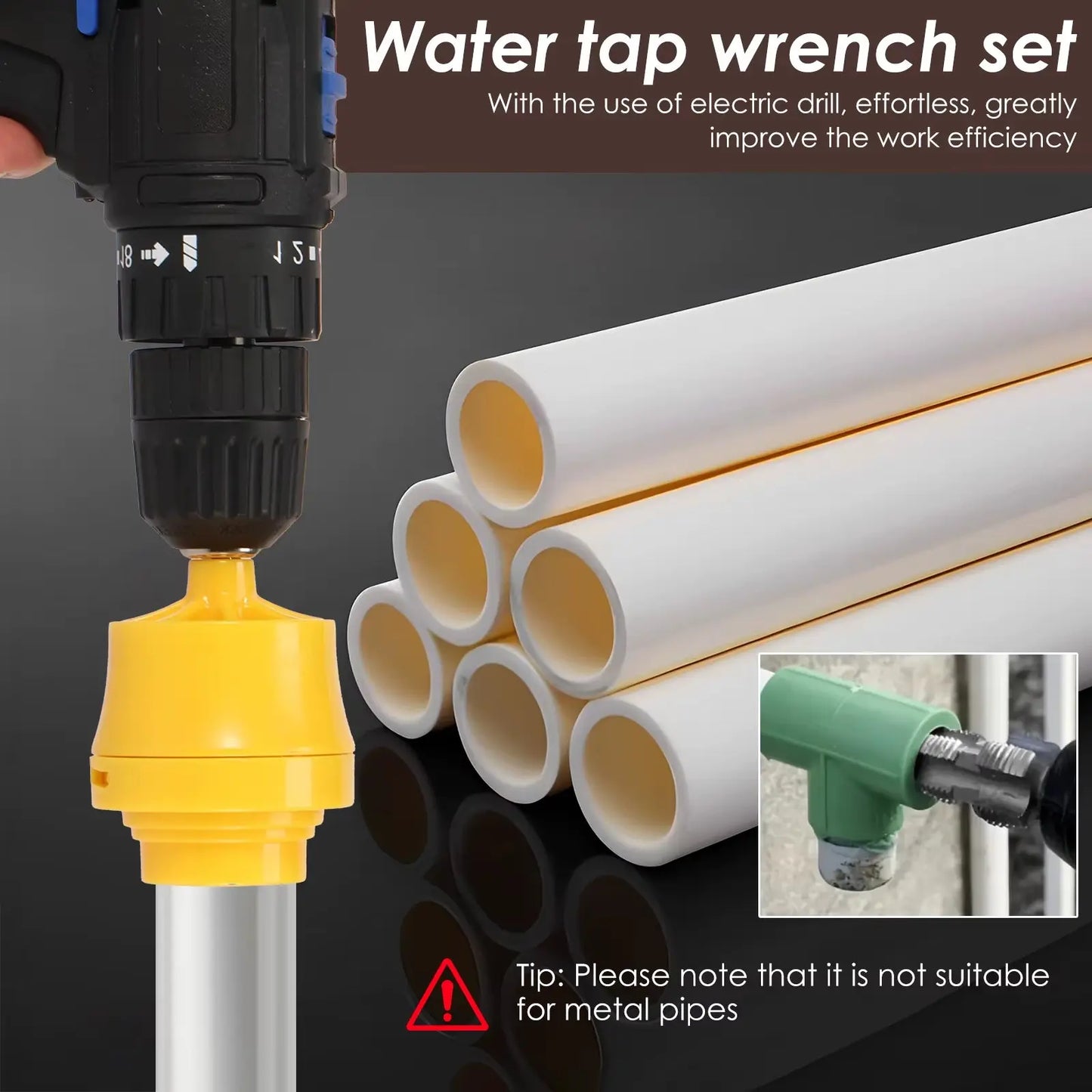 8PCS PVC Thread Maker Tool Electric Drill Plastic Pipe Tap Die Dies 1/2 Inch 3/4 Inch 1 Inch Alloy Pipe Threader Plumbing Tool