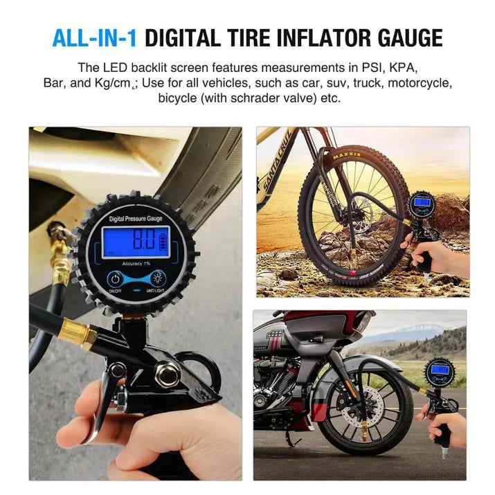 Nilight 50026R Digital Tire Inflator Pressure Gauge,250 PSI Air Chuck and Compressor Accessories Heavy Duty with Rubber Hose and Quick Connect Coupler for 0.1 Display Resolution Repair Automotive Vehicle Tool Automotive Maintenance Tools Dealsforyoudays