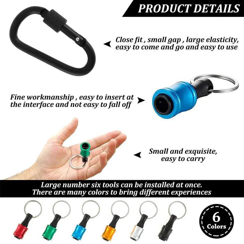 Elevate Your DIY Game with Our 12-Count Colorful Aluminum Alloy Drill Bit Holder Set - Quick Change Keychain Extension Bars with Buckles for Ultimate Convenience