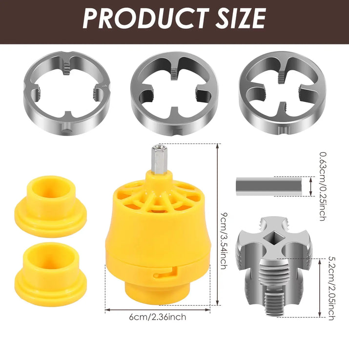 8PCS PVC Thread Maker Tool Electric Drill Plastic Pipe Tap Die Dies 1/2 Inch 3/4 Inch 1 Inch Alloy Pipe Threader Plumbing Tool