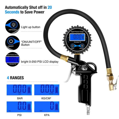 Nilight 50026R Digital Tire Inflator Pressure Gauge,250 PSI Air Chuck and Compressor Accessories Heavy Duty with Rubber Hose and Quick Connect Coupler for 0.1 Display Resolution Repair Automotive Vehicle Tool Automotive Maintenance Tools Dealsforyoudays