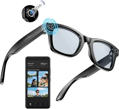 Revolutionary AI Smart Glasses: Experience Live Translation, HD Video, and Bluetooth Connectivity in Stylish Black Frame