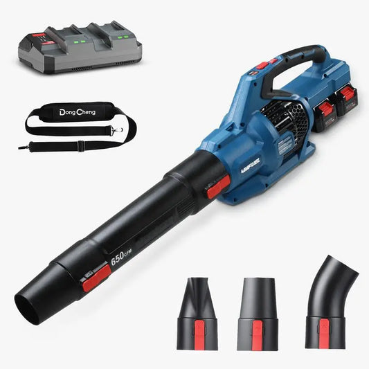 Dongcheng 650 CFM Cordless Leaf Blower, 40V Battery Powered Blower with 2 * 4.0Ah Batteries & Charger, High-Efficiency Brushless Motor for Sidewalks, Driveways, Town Care, Blowing Leaves and Snow Heavy Duty